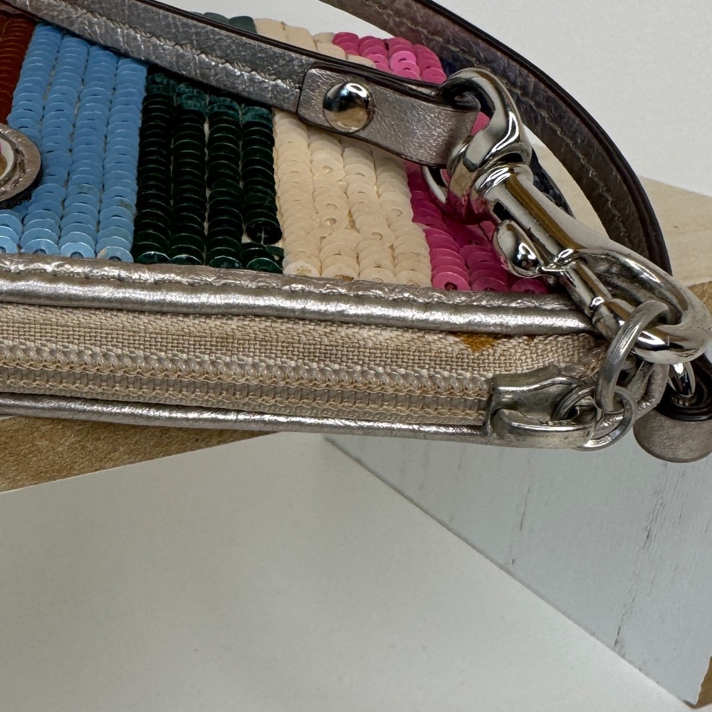Coach Legacy Stripe Sequin Wristlet Y2K - Picture 7 of 8